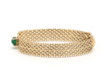 Vintage 14K Yellow Gold Bracelet with Cabochon Emerald 6.25 in 18g T188 - Image 3