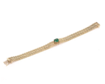 Vintage 14K Yellow Gold Bracelet with Cabochon Emerald 6.25 in 18g T188 - Image 6