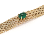 Vintage 14K Yellow Gold Bracelet with Cabochon Emerald 6.25 in 18g T188 - Image 7