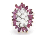Item: Vintage 14K white gold Ruby and Diamond Cluster Cocktail Ring size 6.75 - Image 5