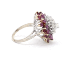Item: Vintage 14K white gold Ruby and Diamond Cluster Cocktail Ring size 6.75 - Image 6