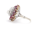 Item: Vintage 14K white gold Ruby and Diamond Cluster Cocktail Ring size 6.75 - Image 3