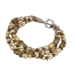 Sterling Silver Multi-Strand Freshwater Pearl & Citrine 7.5" Chain Bracelet 33g