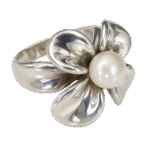 Sterling Silver - ANN KING Freshwater Pearl Flower Ring Size 6 - 11.5g
