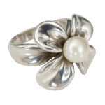 Sterling Silver - ANN KING Freshwater Pearl Flower Ring Size 6 - 11.5g